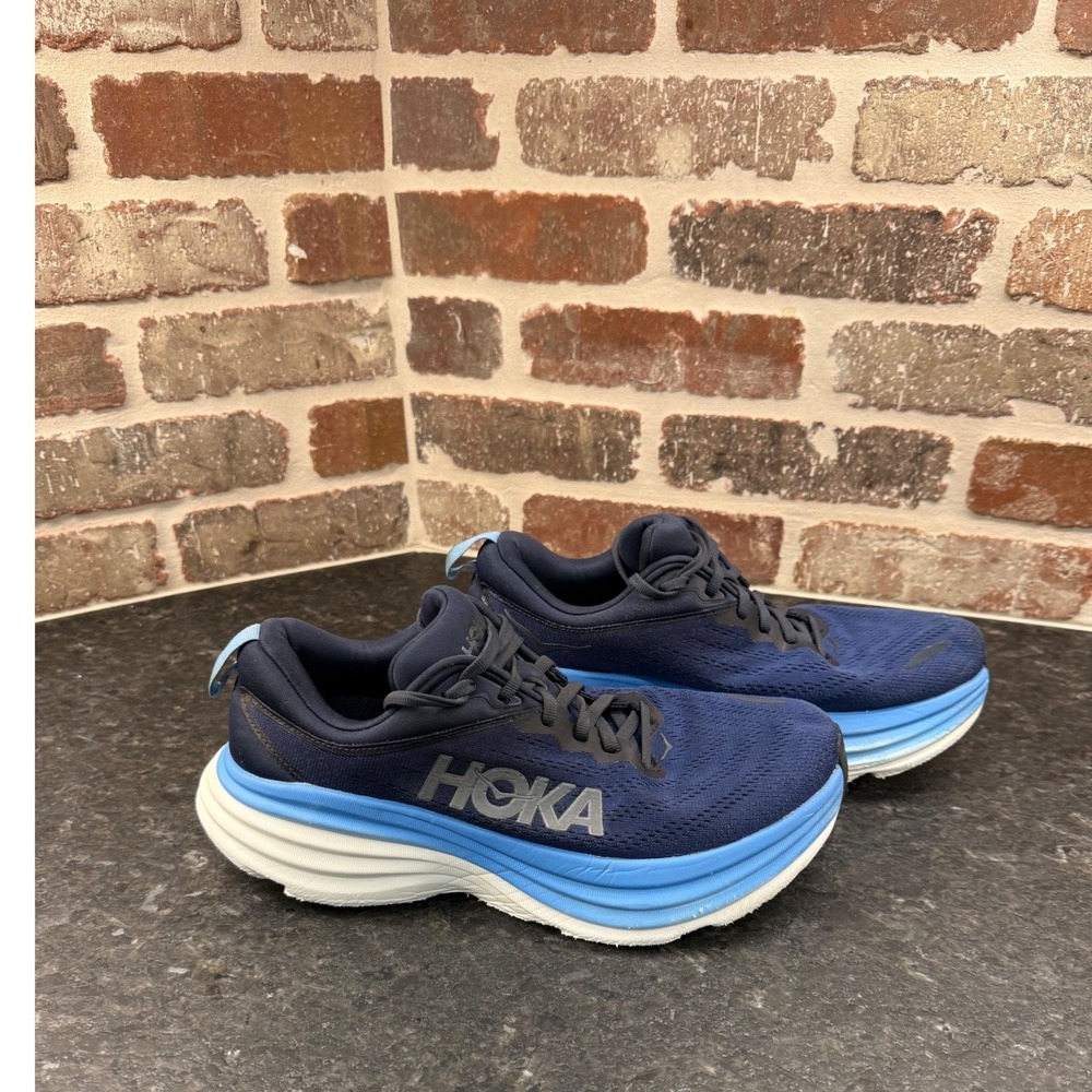 Hoka Bondi 8 Wide Mens 8 2E Running Shoes Navy Blue 1127953 OSAA